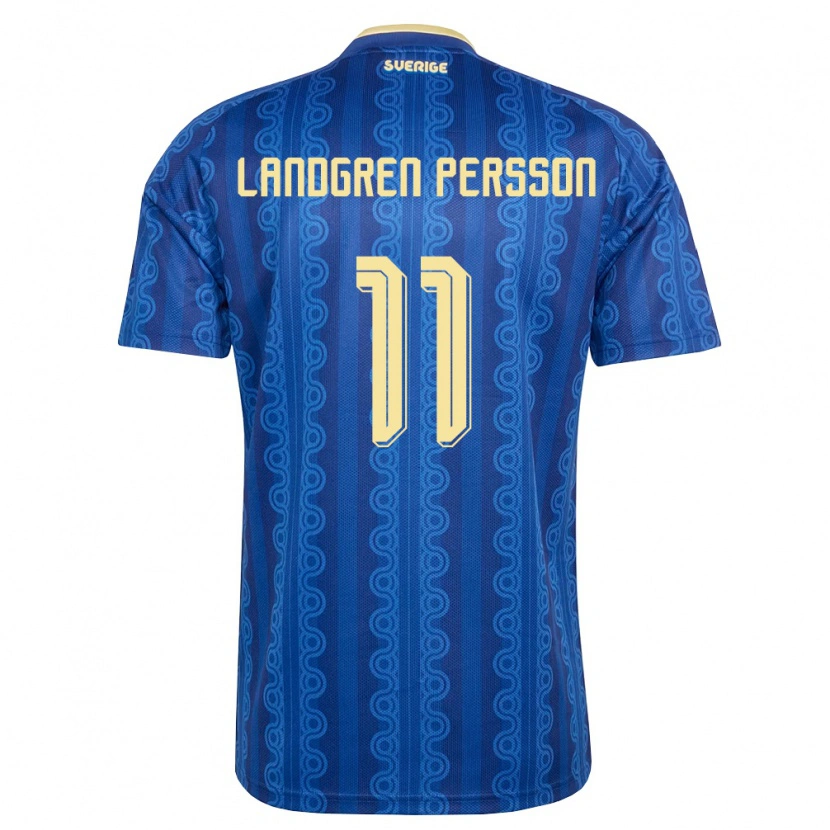 Danxen Dětské Švédsko Lucas Landgren Persson #11 Modrá Námořnická Žlutá Daleko Hráčské Dresy 26-28 Dres