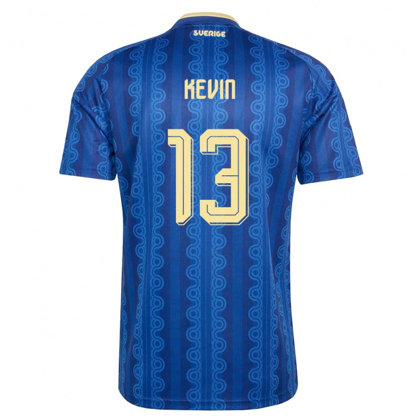Danxen Dětské Švédsko Kevin Andersson-Lönnergård #13 Modrá Námořnická Žlutá Daleko Hráčské Dresy 26-28 Dres