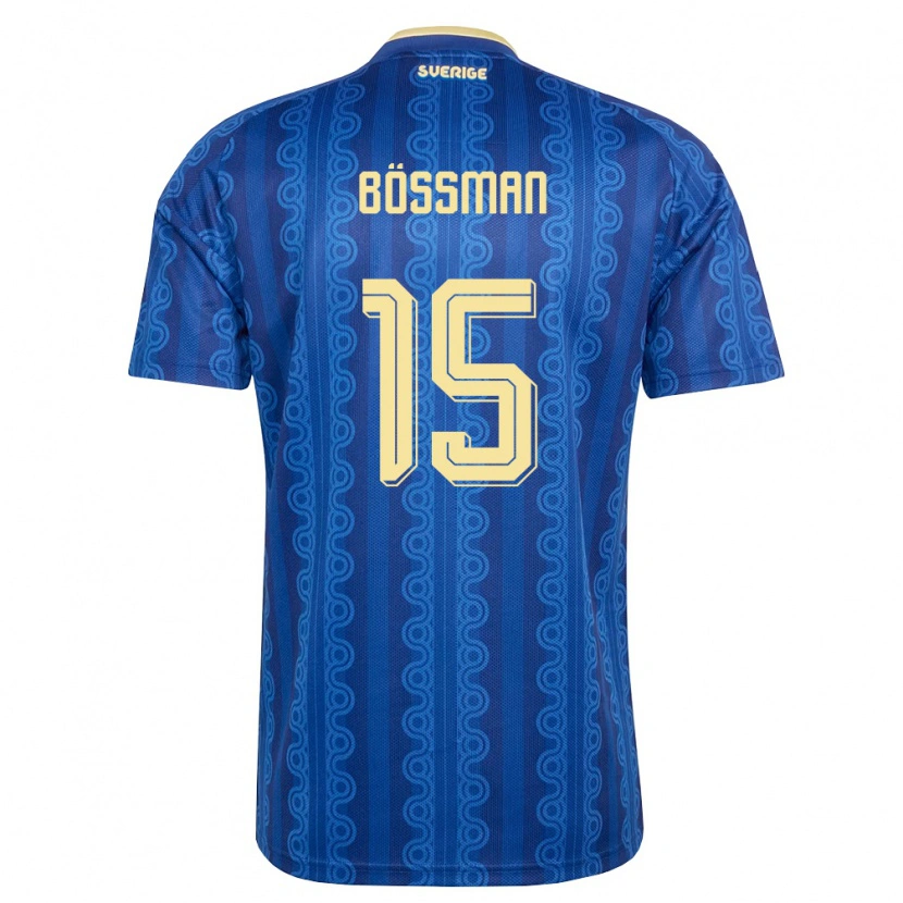 Danxen Dětské Švédsko Beppe Bössman #15 Modrá Námořnická Žlutá Daleko Hráčské Dresy 26-28 Dres