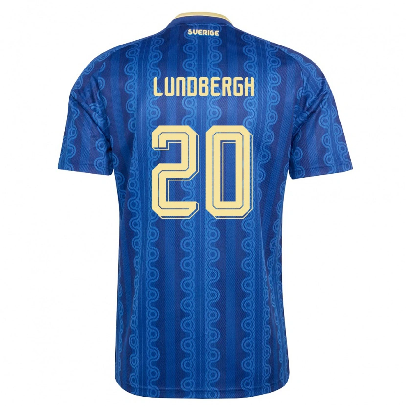 Danxen Dětské Švédsko Theodor Lundbergh #20 Modrá Námořnická Žlutá Daleko Hráčské Dresy 26-28 Dres