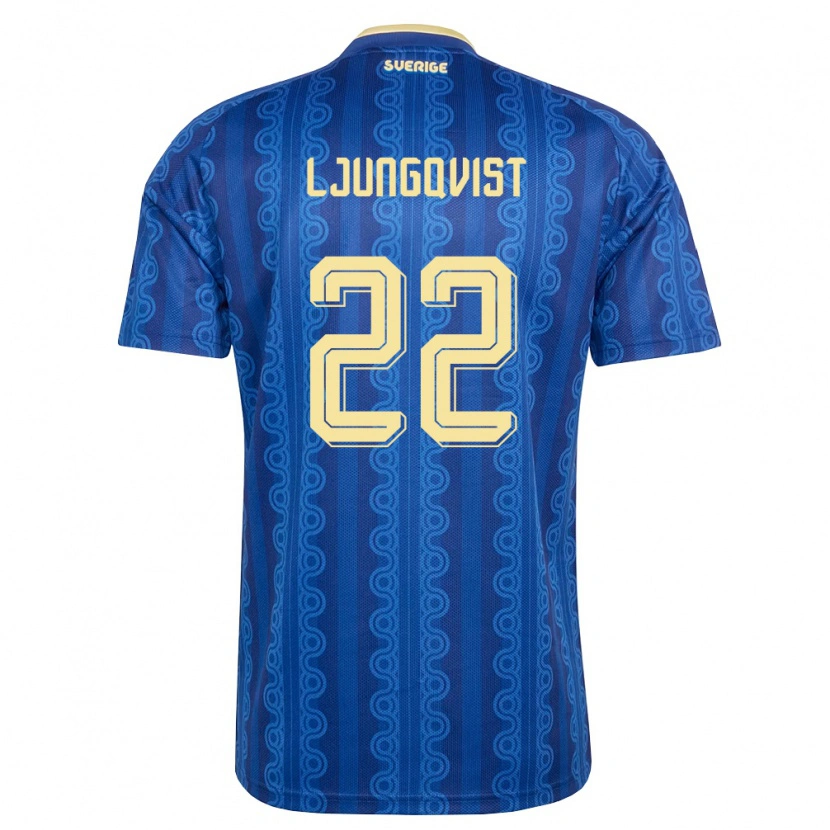 Danxen Dětské Švédsko Melvin Ljungqvist #22 Modrá Námořnická Žlutá Daleko Hráčské Dresy 26-28 Dres