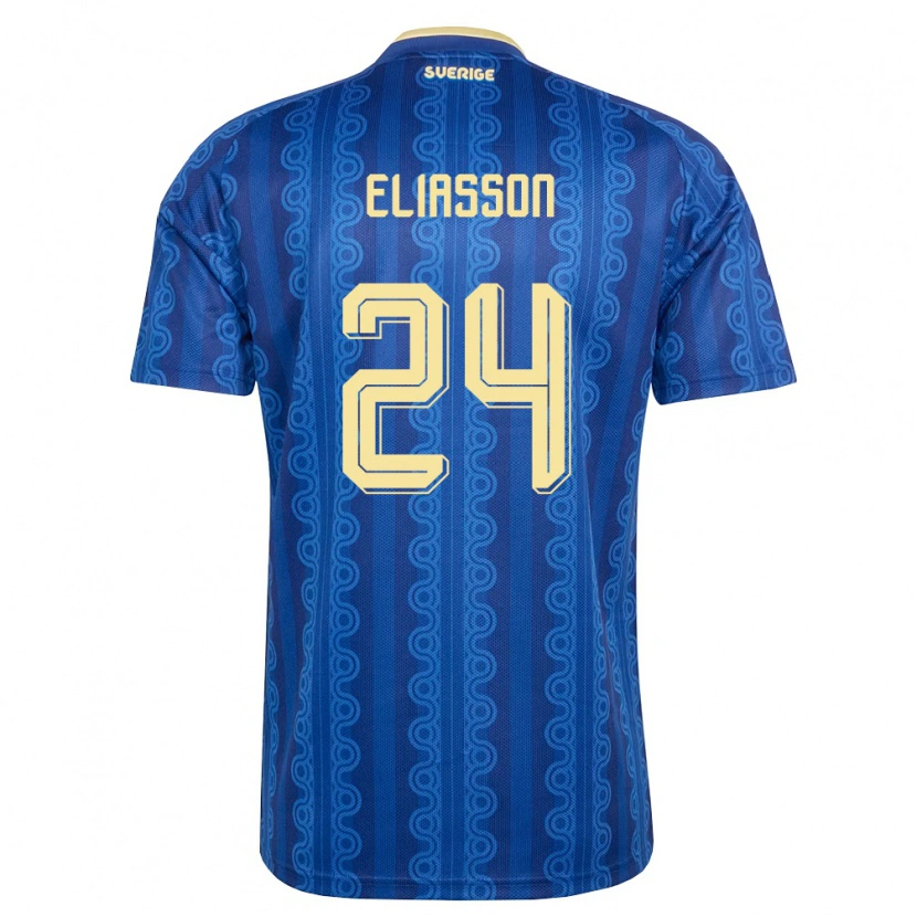 Danxen Dětské Švédsko Niclas Eliasson #24 Modrá Námořnická Žlutá Daleko Hráčské Dresy 26-28 Dres