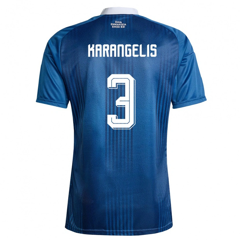 Danxen Dětské Řecko Konstantinos Karangelis #3 Námořnická Modrá Bílá Daleko Hráčské Dresy 26-28 Dres