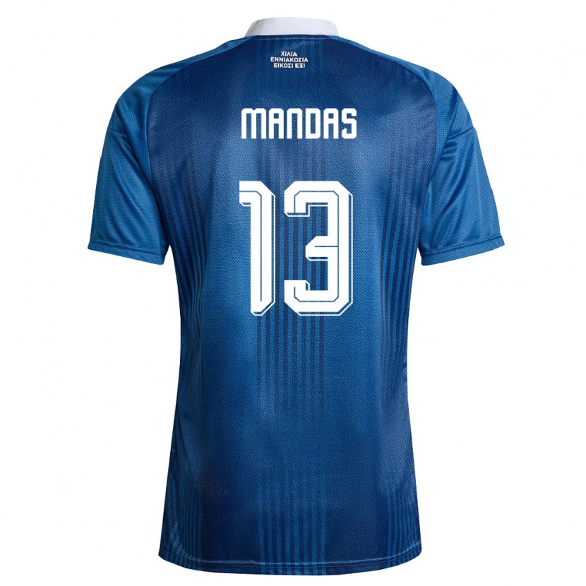 Danxen Dětské Řecko Christos Mandas #13 Námořnická Modrá Bílá Daleko Hráčské Dresy 26-28 Dres