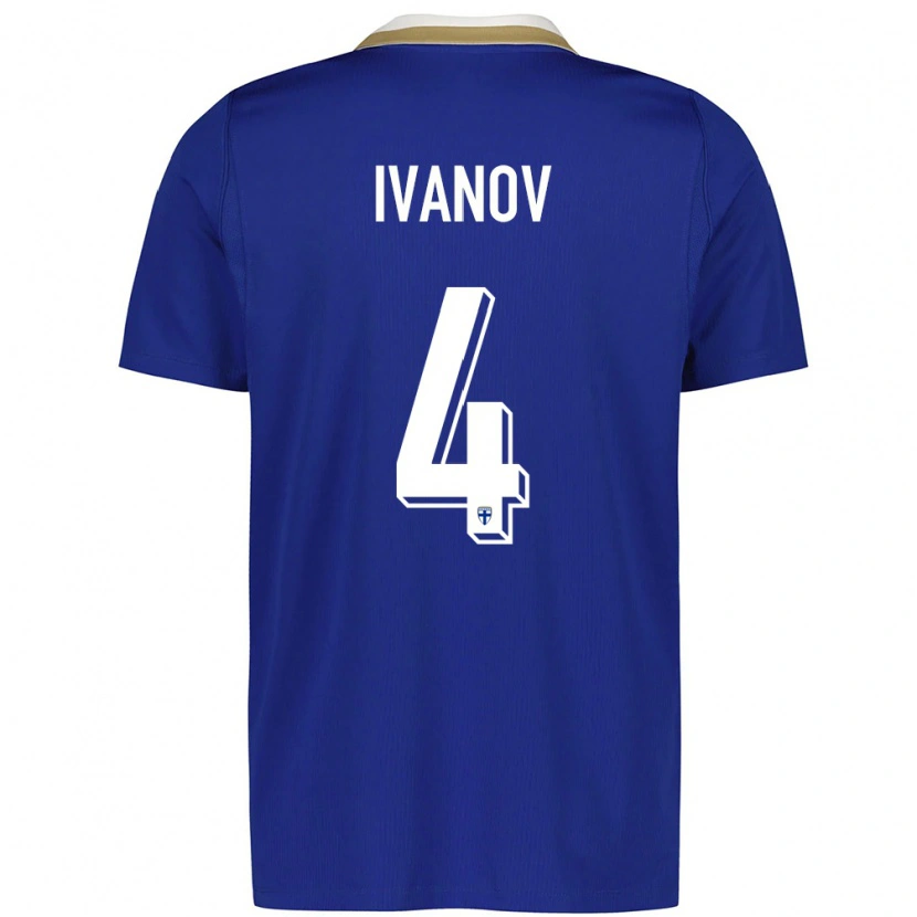 Danxen Dětské Finsko Robert Ivanov #4 Modrá Bílá Daleko Hráčské Dresy 26-28 Dres
