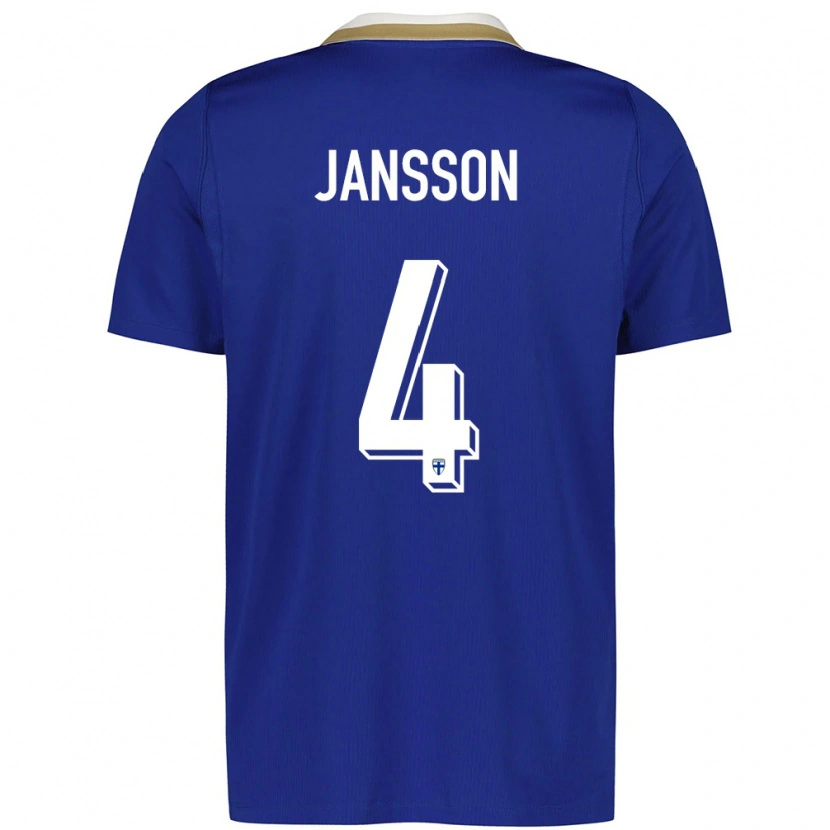 Danxen Dětské Finsko Rony Jansson #4 Modrá Bílá Daleko Hráčské Dresy 26-28 Dres