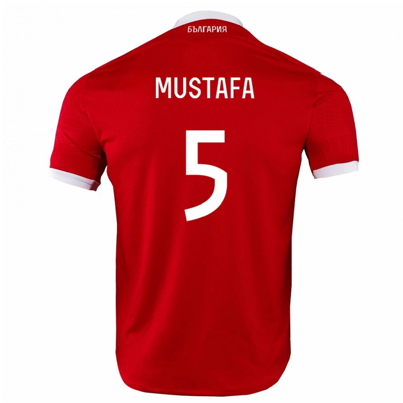 Danxen Dětské Bulharsko Timur Mustafa #5 Červená Bílá Daleko Hráčské Dresy 26-28 Dres
