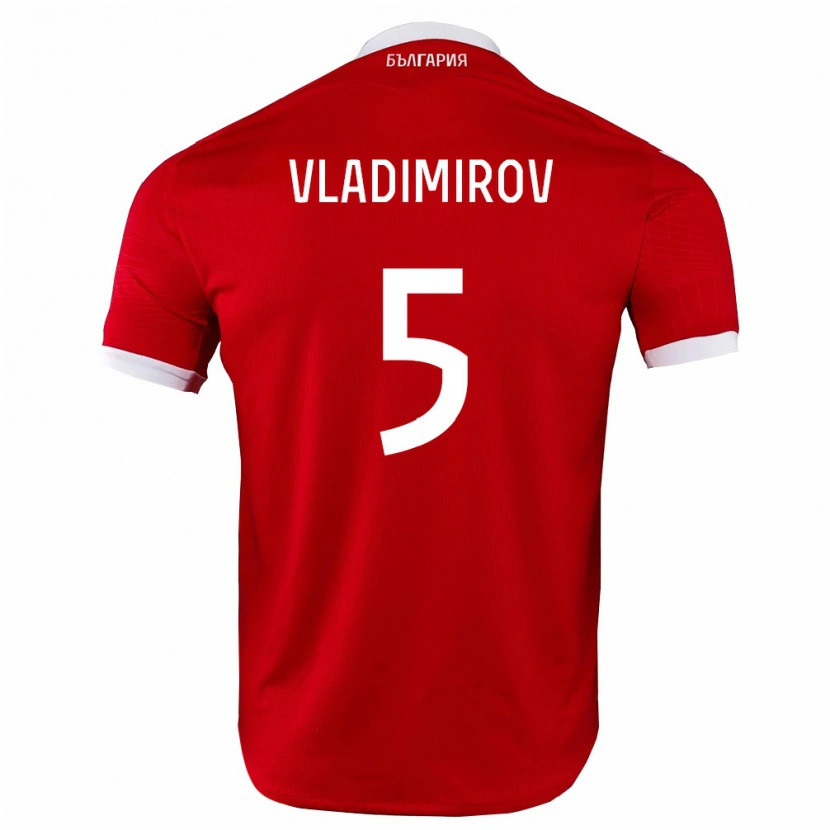 Danxen Dětské Bulharsko Valeri Vladimirov #5 Červená Bílá Daleko Hráčské Dresy 26-28 Dres