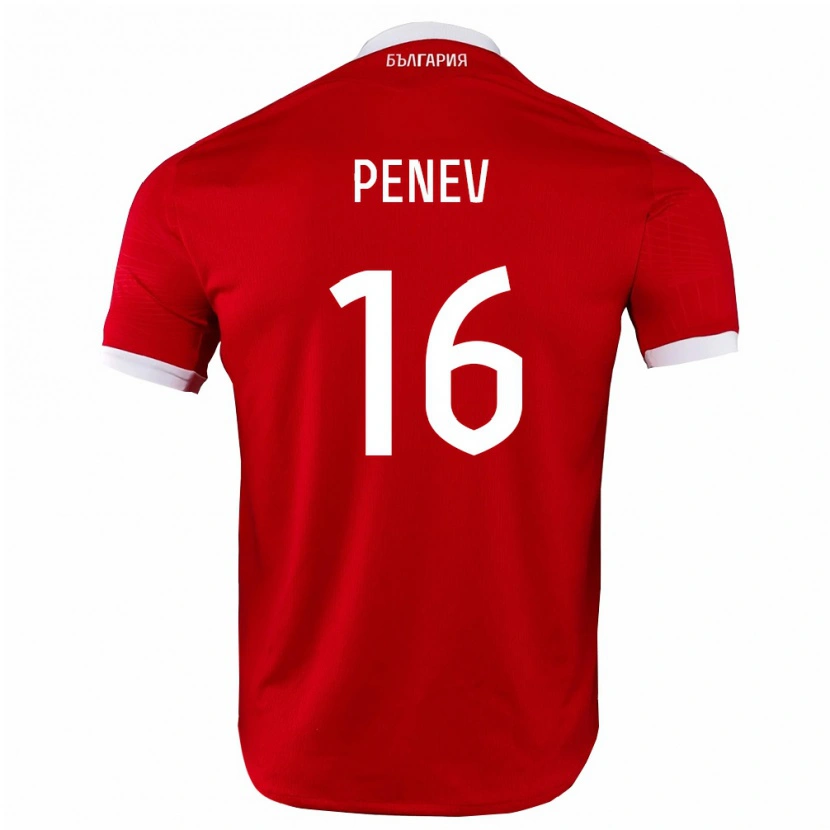 Danxen Dětské Bulharsko Georgi Penev #16 Červená Bílá Daleko Hráčské Dresy 26-28 Dres