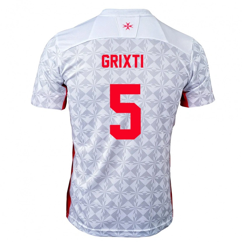 Danxen Dětské Malta Kaiden Grixti #5 Šedá Bílá Červená Daleko Hráčské Dresy 26-28 Dres