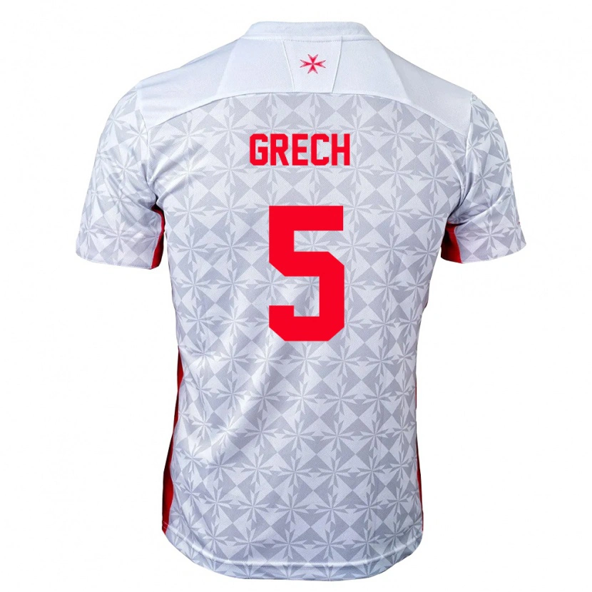 Danxen Dětské Malta Densel Grech #5 Šedá Bílá Červená Daleko Hráčské Dresy 26-28 Dres