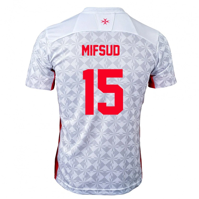 Danxen Dětské Malta Leon Mifsud #15 Šedá Bílá Červená Daleko Hráčské Dresy 26-28 Dres
