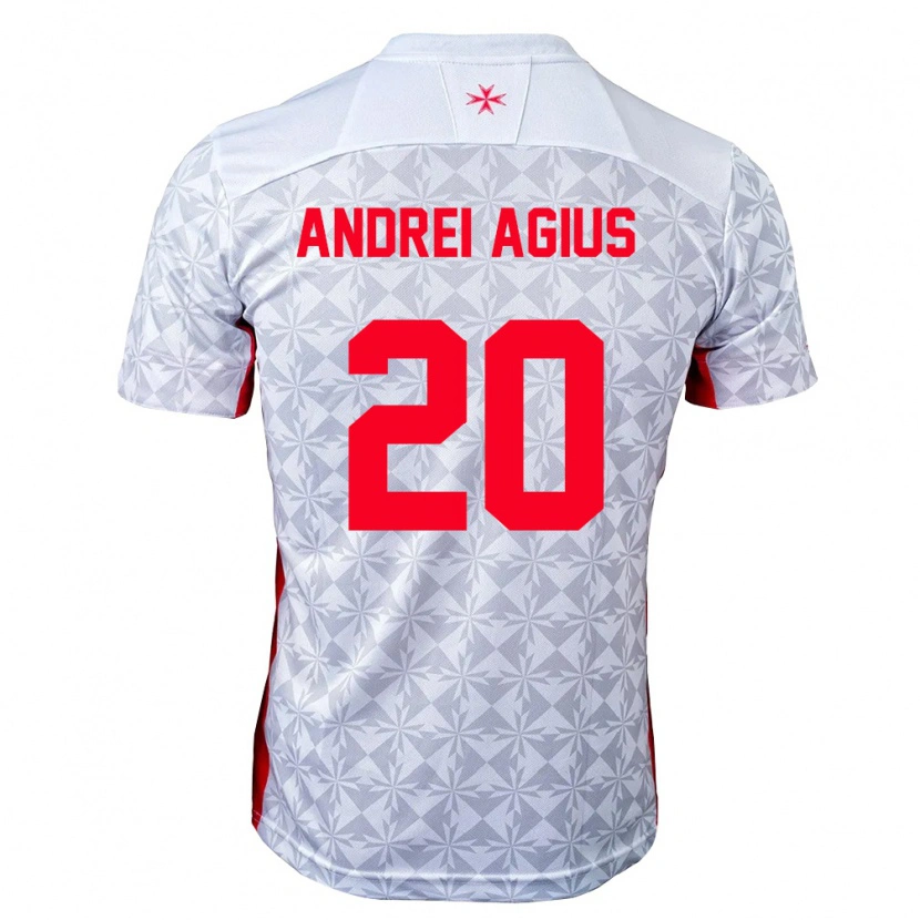 Danxen Dětské Malta Andrei Agius #20 Šedá Bílá Červená Daleko Hráčské Dresy 26-28 Dres