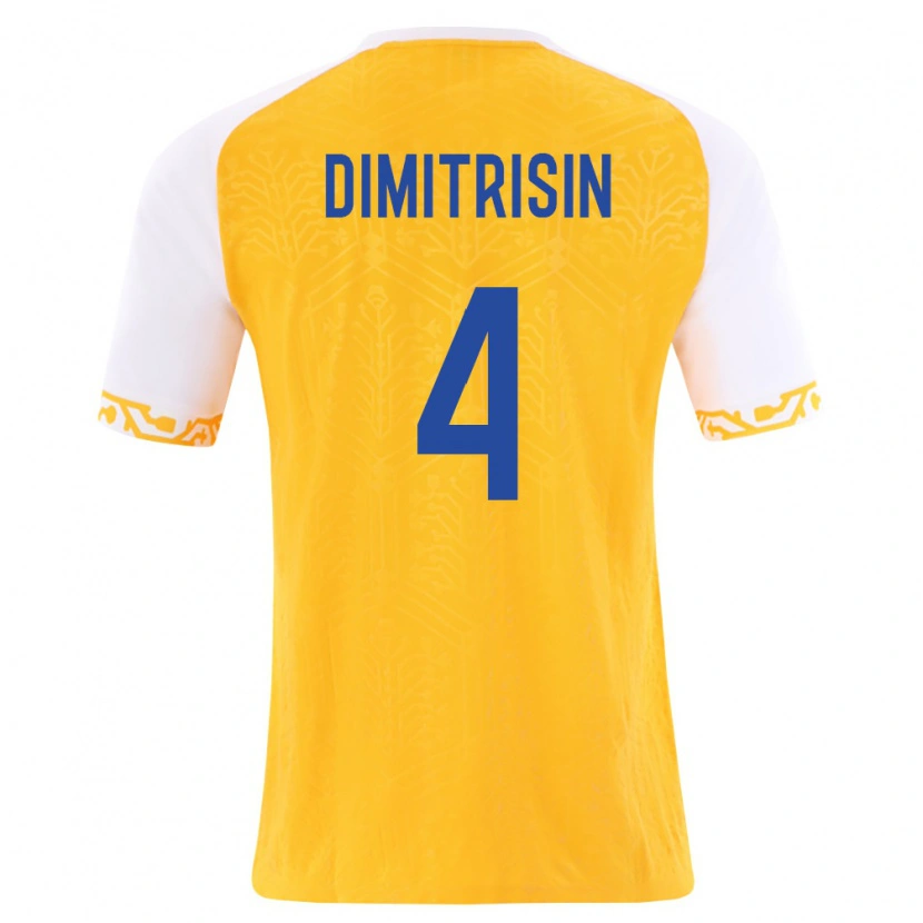 Danxen Dětské Moldavsko Daniil Dimitrișin #4 Žlutá Bílá Daleko Hráčské Dresy 26-28 Dres