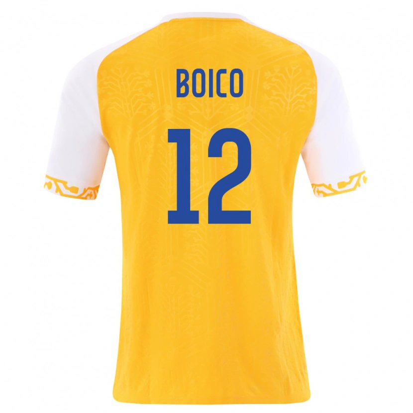 Danxen Dětské Moldavsko Chiril Boico #12 Žlutá Bílá Daleko Hráčské Dresy 26-28 Dres