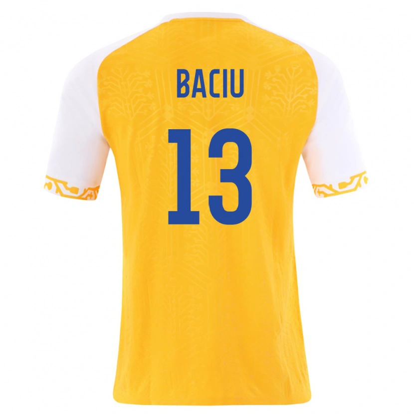 Danxen Dětské Moldavsko Victor Baciu #13 Žlutá Bílá Daleko Hráčské Dresy 26-28 Dres