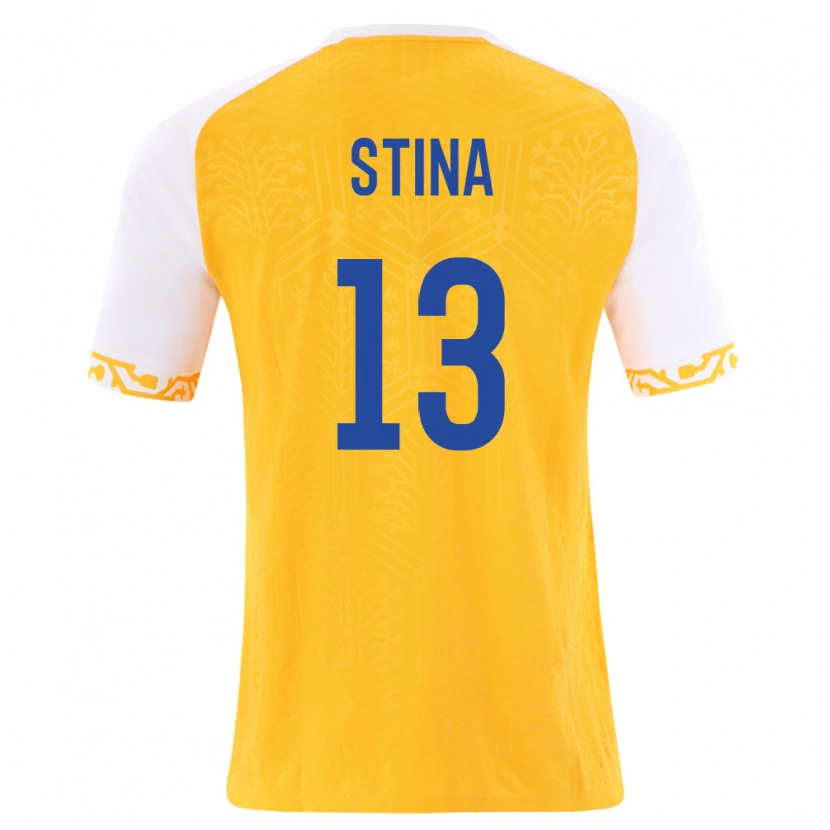 Danxen Dětské Moldavsko Victor Stina #13 Žlutá Bílá Daleko Hráčské Dresy 26-28 Dres