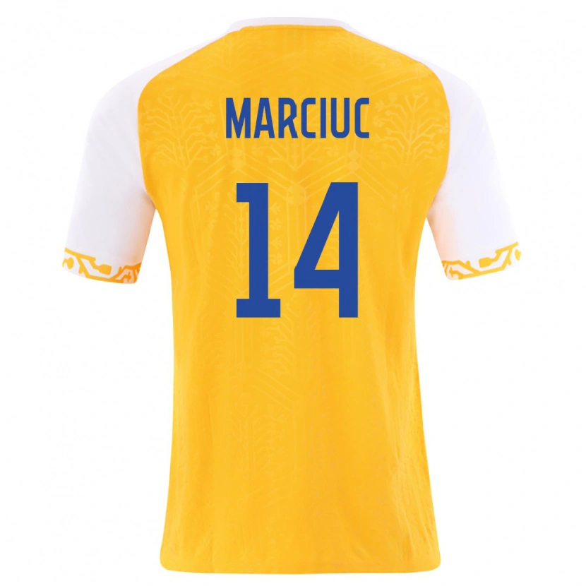 Danxen Dětské Moldavsko Dumitru Marciuc #14 Žlutá Bílá Daleko Hráčské Dresy 26-28 Dres