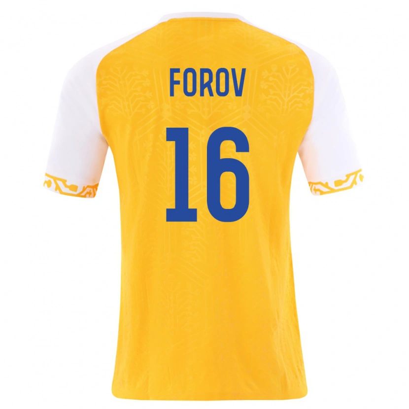 Danxen Dětské Moldavsko Danila Forov #16 Žlutá Bílá Daleko Hráčské Dresy 26-28 Dres