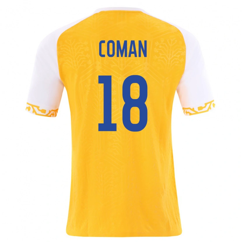 Danxen Dětské Moldavsko Alexandru Coman #18 Žlutá Bílá Daleko Hráčské Dresy 26-28 Dres