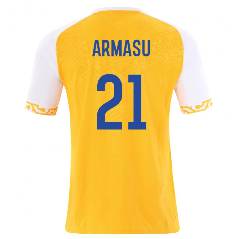 Danxen Dětské Moldavsko Daniel Armasu #21 Žlutá Bílá Daleko Hráčské Dresy 26-28 Dres