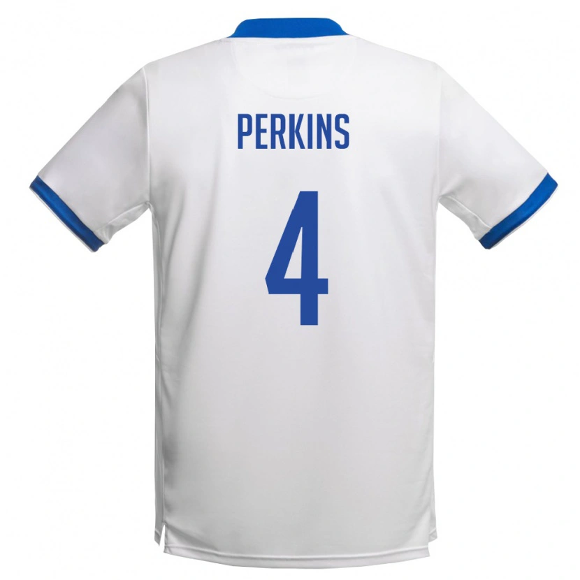 Danxen Dětské Kypr Antonio Perkins #4 Bílá Královská Modrá Daleko Hráčské Dresy 26-28 Dres