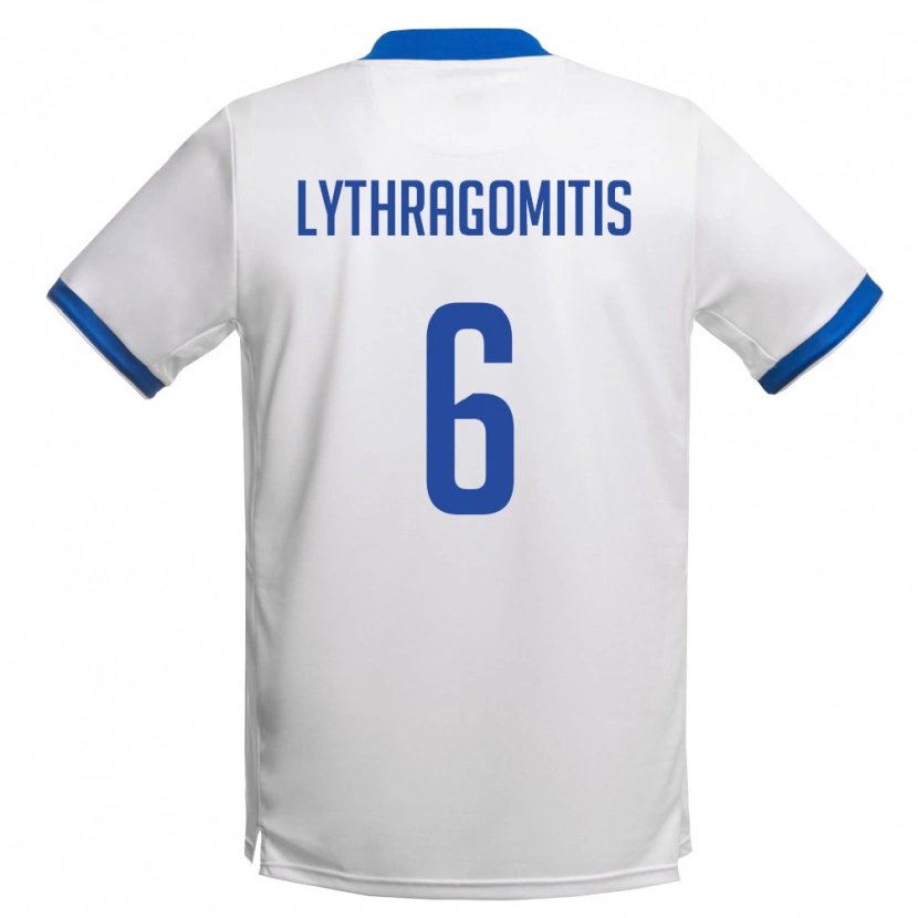 Danxen Dětské Kypr Konstantinos Lythragomitis #6 Bílá Královská Modrá Daleko Hráčské Dresy 26-28 Dres