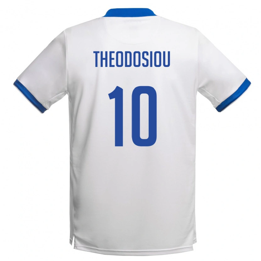 Danxen Dětské Kypr Michalis Theodosiou #10 Bílá Královská Modrá Daleko Hráčské Dresy 26-28 Dres