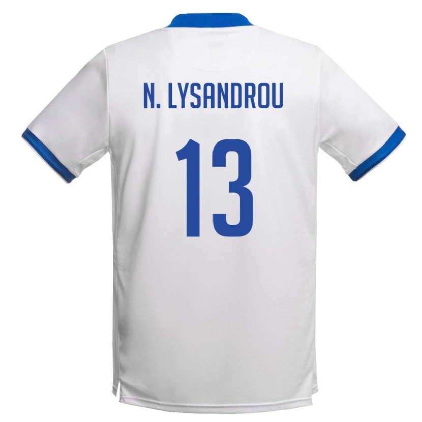 Danxen Dětské Kypr Nikolas Achilleas Lysandrou #13 Bílá Královská Modrá Daleko Hráčské Dresy 26-28 Dres