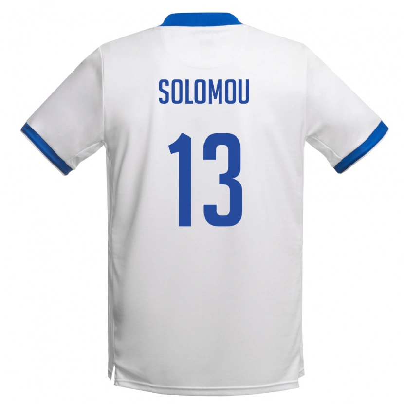 Danxen Dětské Kypr Michail Solomou #13 Bílá Královská Modrá Daleko Hráčské Dresy 26-28 Dres