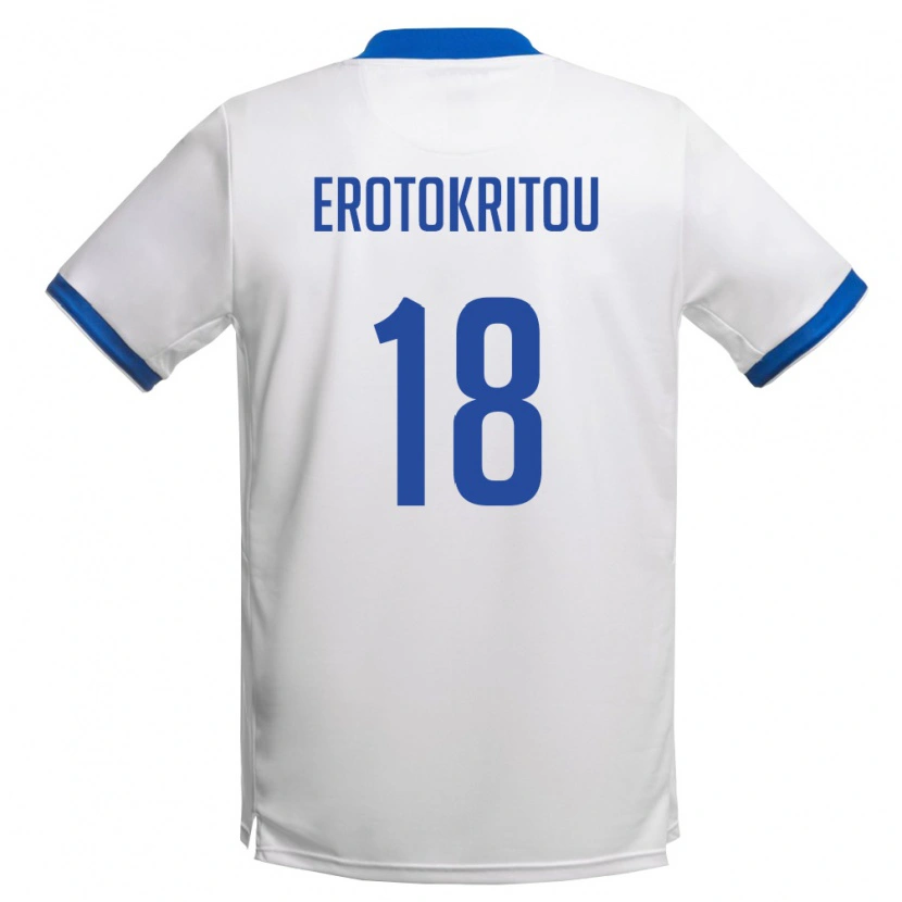 Danxen Dětské Kypr Charalampos Erotokritou #18 Bílá Královská Modrá Daleko Hráčské Dresy 26-28 Dres