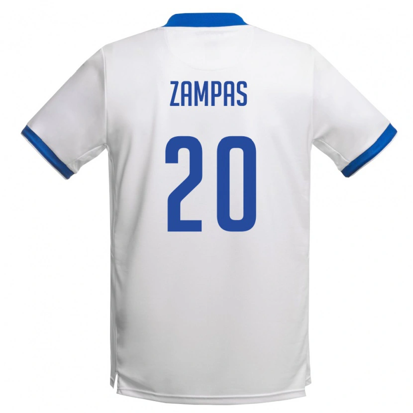 Danxen Dětské Kypr Konstantinos Zampas #20 Bílá Královská Modrá Daleko Hráčské Dresy 26-28 Dres