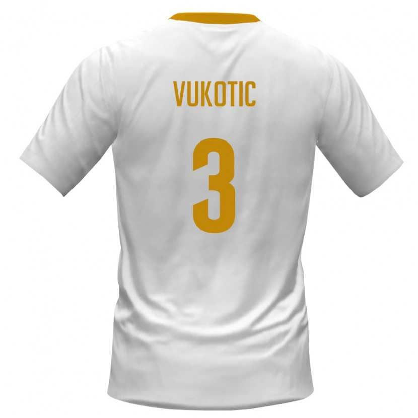 Danxen Dětské Černá Hora Balsa Vukotic #3 Bílá Červená Žlutá Daleko Hráčské Dresy 26-28 Dres