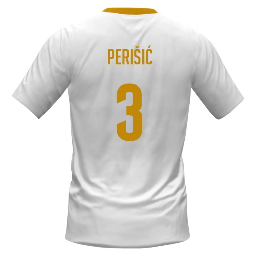 Danxen Dětské Černá Hora Aleksa Perišić #3 Bílá Červená Žlutá Daleko Hráčské Dresy 26-28 Dres