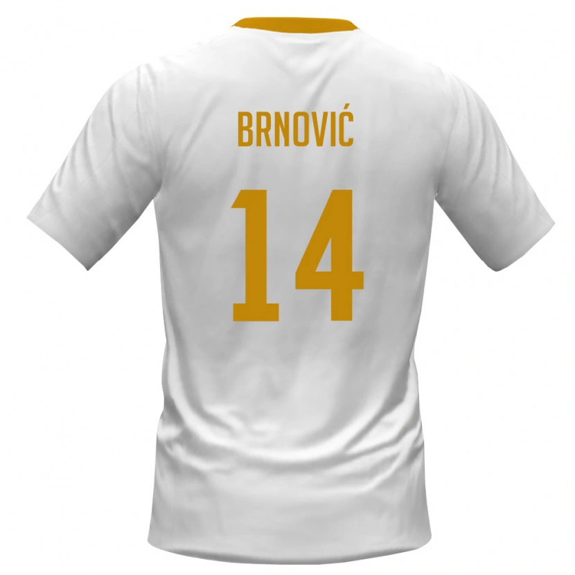 Danxen Dětské Černá Hora Milos Brnovic #14 Bílá Červená Žlutá Daleko Hráčské Dresy 26-28 Dres