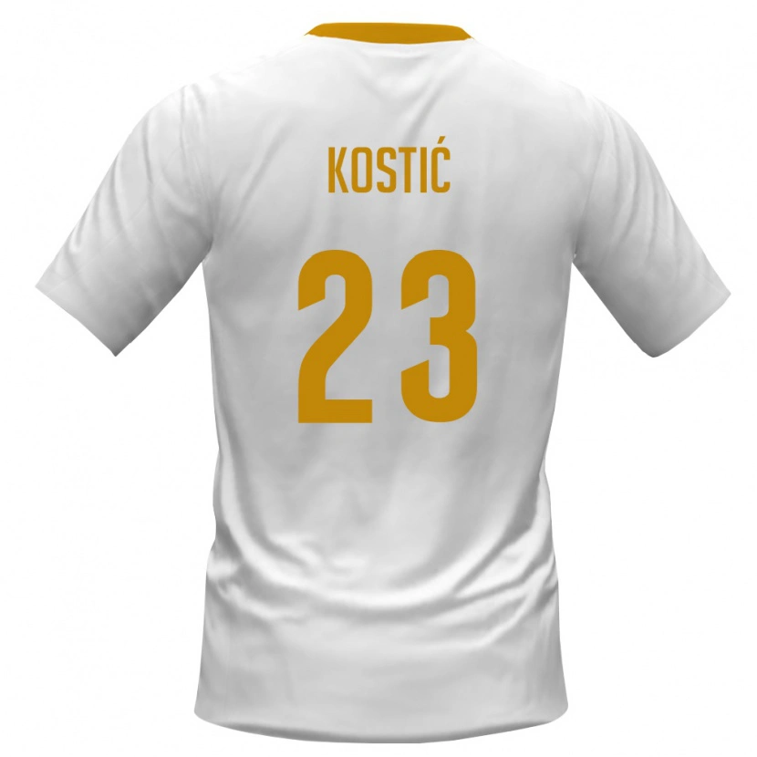 Danxen Dětské Černá Hora Andrej Kostic #23 Bílá Červená Žlutá Daleko Hráčské Dresy 26-28 Dres