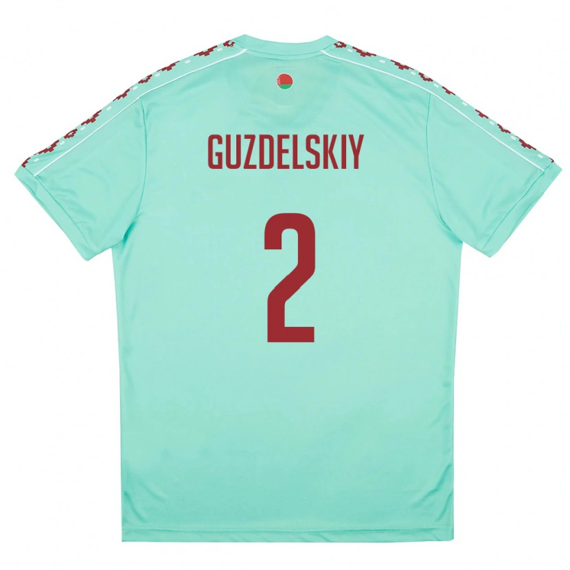 Danxen Dětské Bělorusko Sergey Guzdelskiy #2 Světle Zelená Vínová Daleko Hráčské Dresy 26-28 Dres