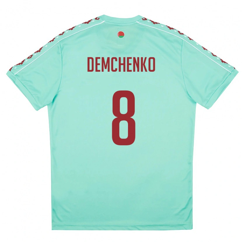 Danxen Dětské Bělorusko Nikita Demchenko #8 Světle Zelená Vínová Daleko Hráčské Dresy 26-28 Dres