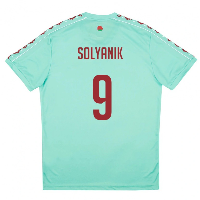 Danxen Dětské Bělorusko Kirill Solyanik #9 Světle Zelená Vínová Daleko Hráčské Dresy 26-28 Dres