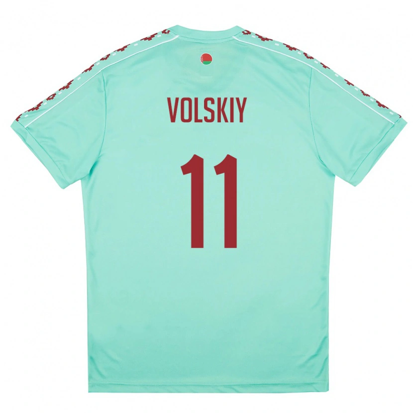 Danxen Dětské Bělorusko Daniel Volskiy #11 Světle Zelená Vínová Daleko Hráčské Dresy 26-28 Dres