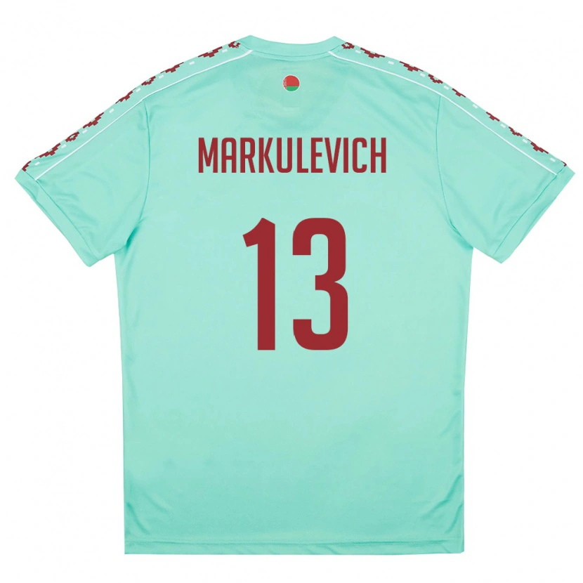Danxen Dětské Bělorusko Ilya Markulevich #13 Světle Zelená Vínová Daleko Hráčské Dresy 26-28 Dres