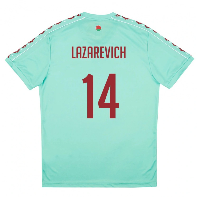 Danxen Dětské Bělorusko Marat Lazarevich #14 Světle Zelená Vínová Daleko Hráčské Dresy 26-28 Dres