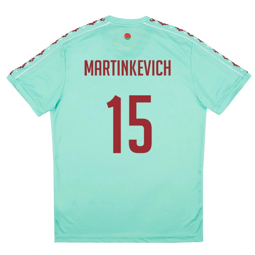 Danxen Dětské Bělorusko Vadim Martinkevich #15 Světle Zelená Vínová Daleko Hráčské Dresy 26-28 Dres