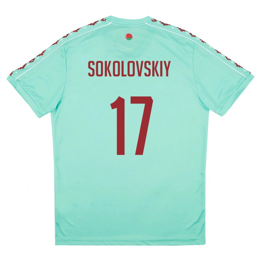 Danxen Dětské Bělorusko Artem Sokolovskiy #17 Světle Zelená Vínová Daleko Hráčské Dresy 26-28 Dres
