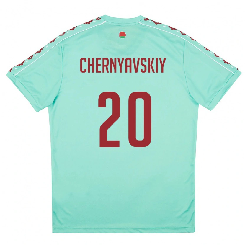 Danxen Dětské Bělorusko Vasiliy Chernyavskiy #20 Světle Zelená Vínová Daleko Hráčské Dresy 26-28 Dres