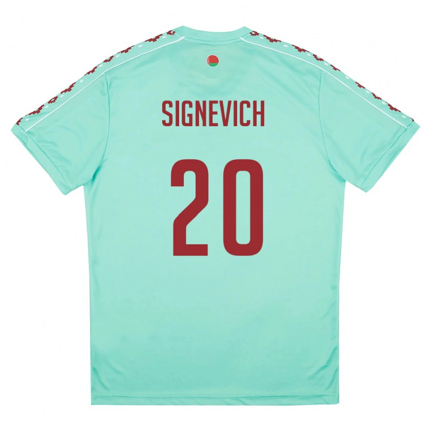 Danxen Dětské Bělorusko Zakhar Signevich #20 Světle Zelená Vínová Daleko Hráčské Dresy 26-28 Dres