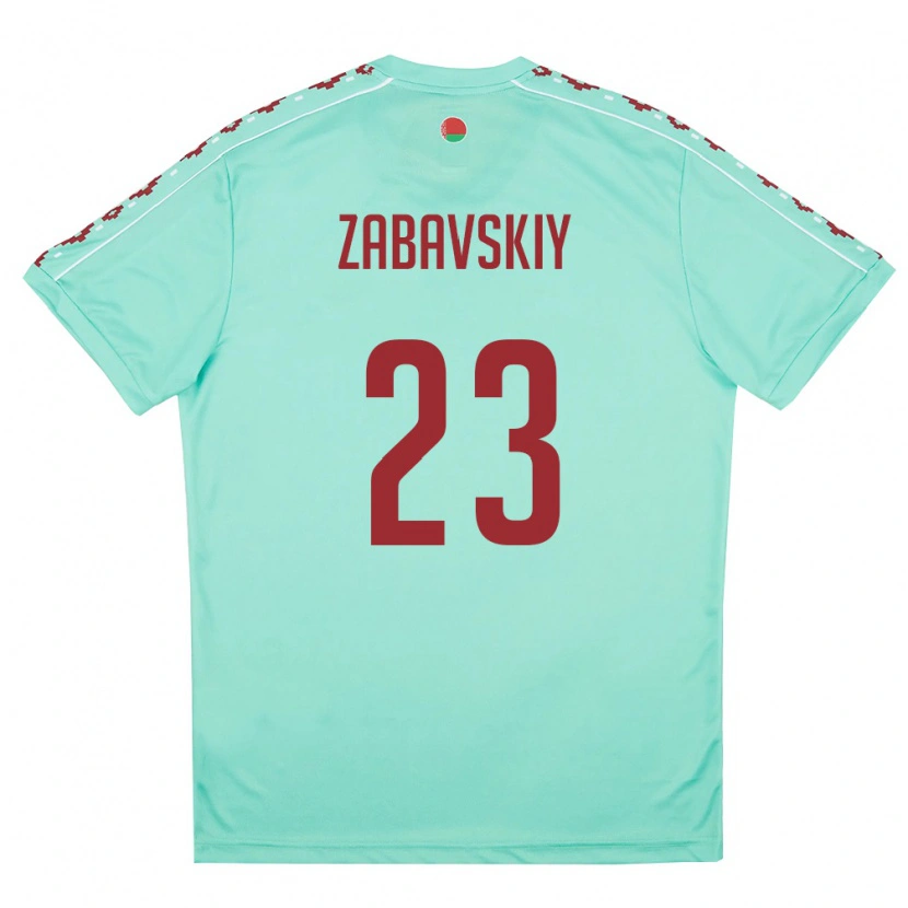 Danxen Dětské Bělorusko Matvey Zabavskiy #23 Světle Zelená Vínová Daleko Hráčské Dresy 26-28 Dres