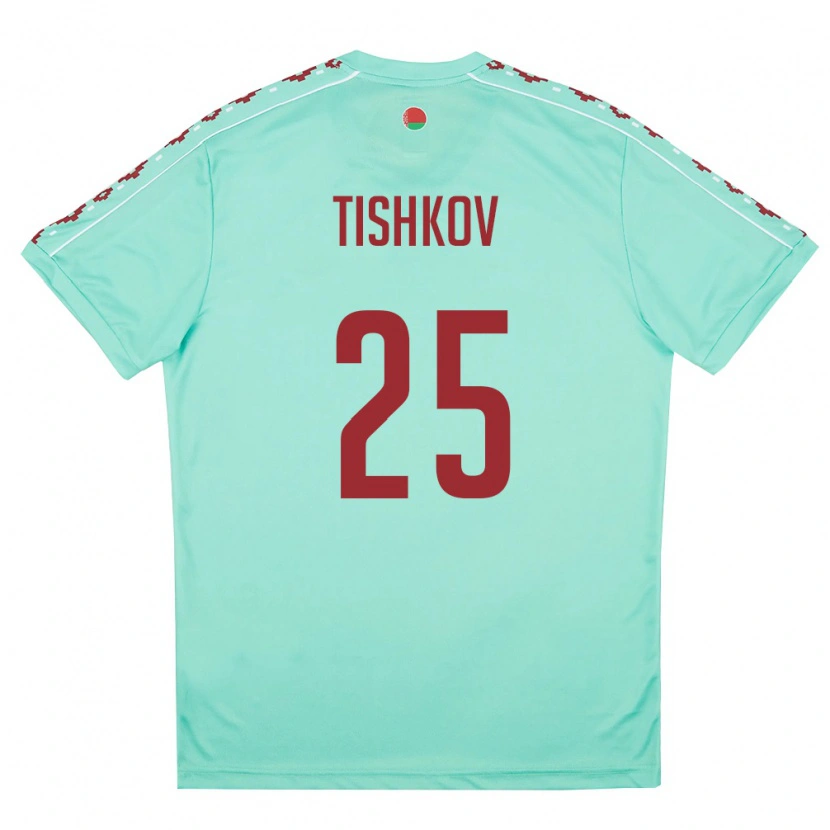 Danxen Dětské Bělorusko Nikita Tishkov #25 Světle Zelená Vínová Daleko Hráčské Dresy 26-28 Dres