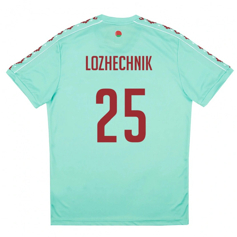 Danxen Dětské Bělorusko Dmitriy Lozhechnik #25 Světle Zelená Vínová Daleko Hráčské Dresy 26-28 Dres