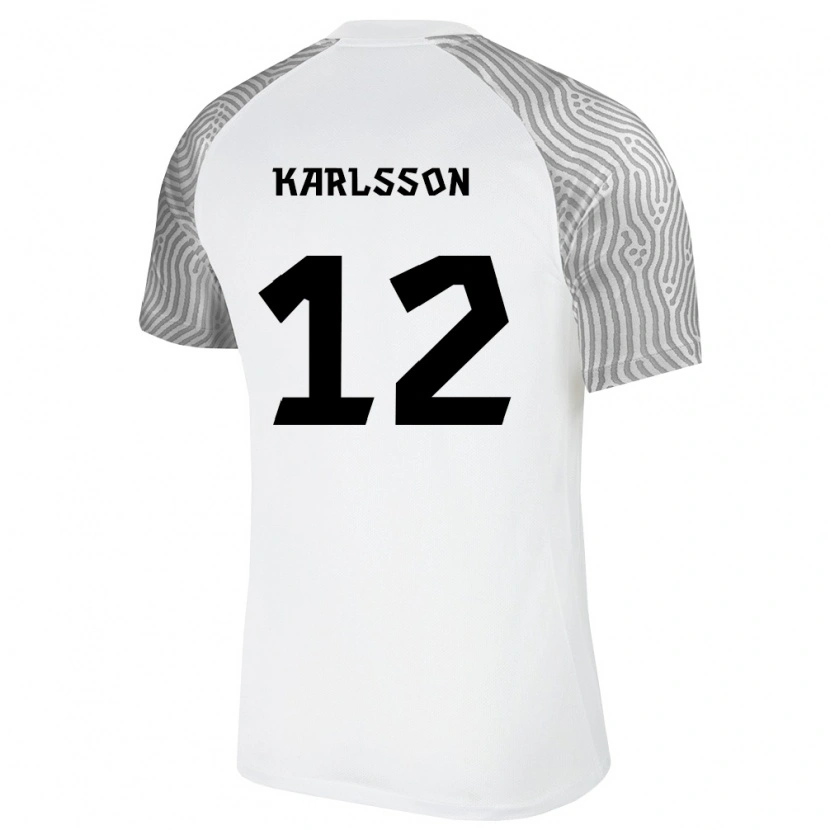 Danxen Dětské Estonsko Sander Karlsson #12 Bílá Šedá Daleko Hráčské Dresy 26-28 Dres